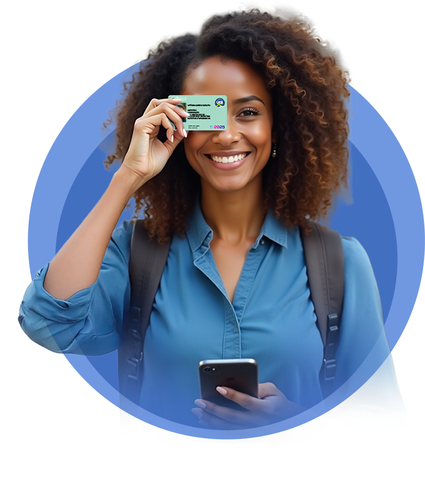 Estudante com carteirinha